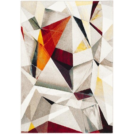 Flowers First 5 ft. 3 in. x 7 ft. 6 in. Porcello Power Loomed Area Rug, Light Grey & Orange - Medium Rectangle FL1889470